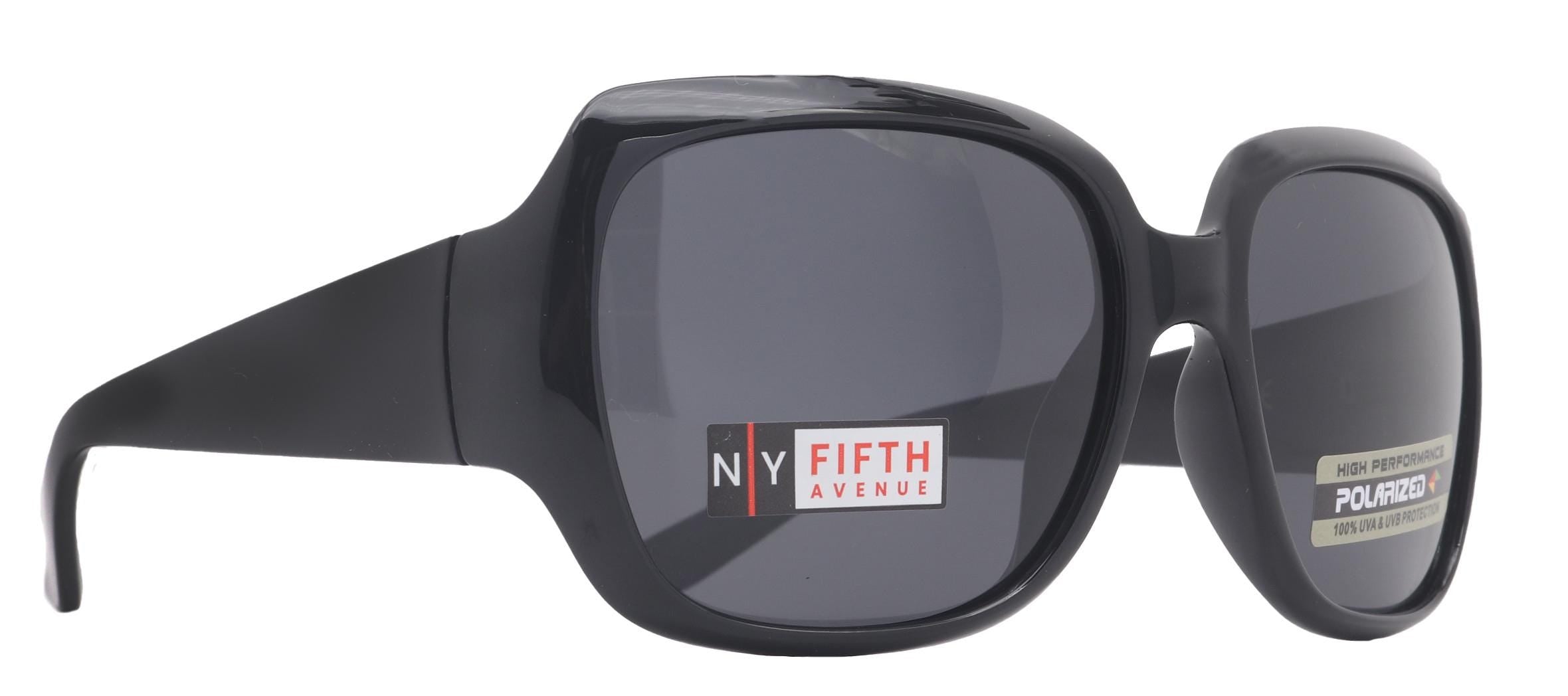 Polarized Women Sunglasses, 1.1mm Polarized Grey Lenses, 100% UVA UVB Protection (Black, Square)  NY Fifth Avenue