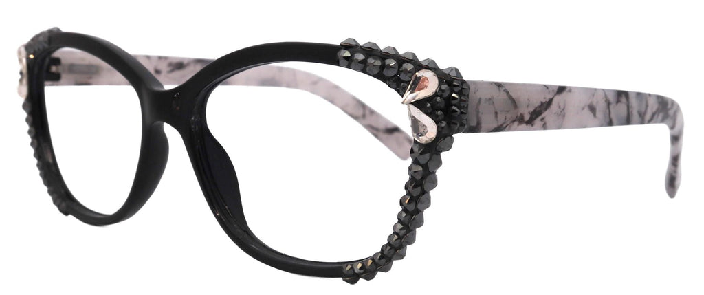 Savannah, (Bling)Women Reading Glasses W (2X line)(Hematite, Teardrop)Genuine European Crystals.(Black,Tortoise shell) NY Fifth Avenue