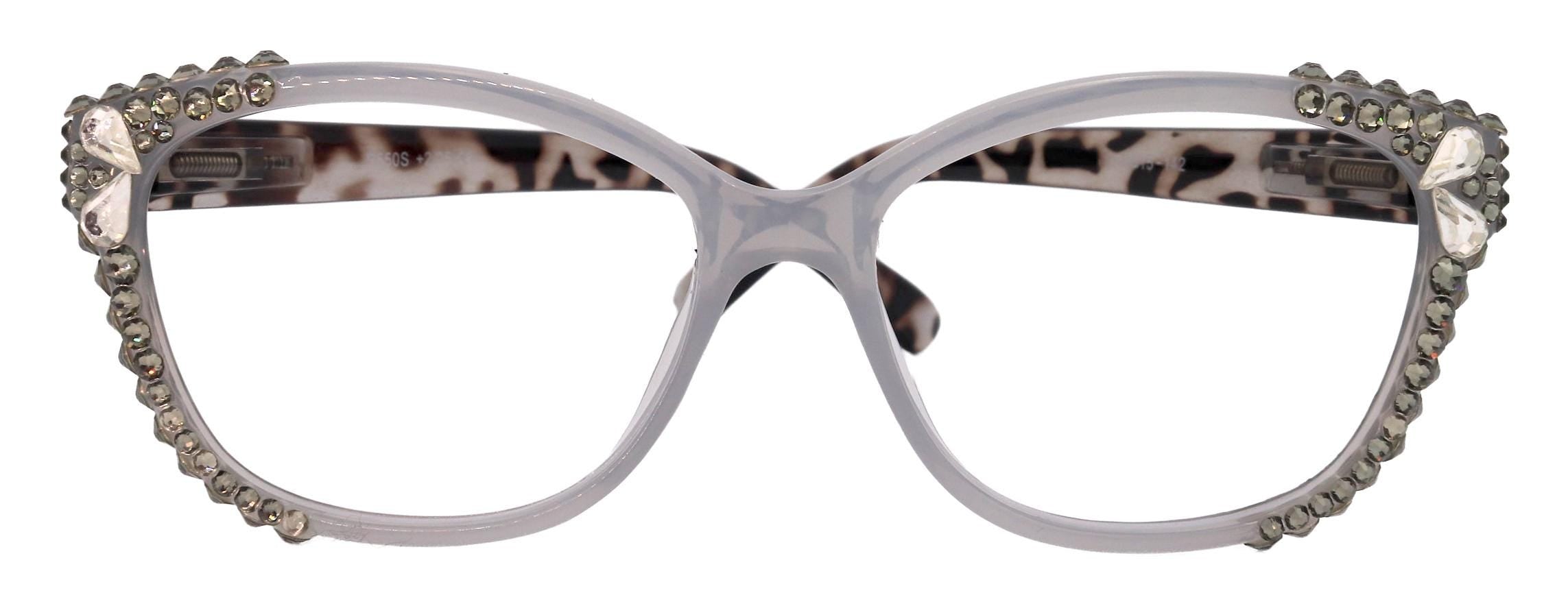 Savannah, (Bling) Women Reading Glasses W (2X line) (Black Diamond, Crystal Teardrop) Genuine European Crystals. NY Fifth Avenue