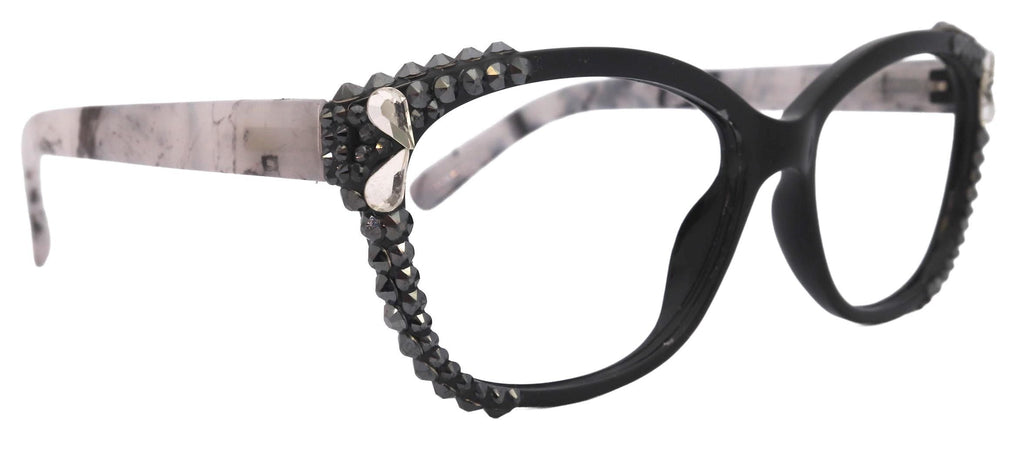 Savannah, (Bling)Women Reading Glasses W (2X line)(Hematite, Teardrop)Genuine European Crystals.(Black,Tortoise shell) NY Fifth Avenue