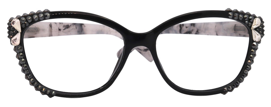 Savannah, (Bling)Women Reading Glasses W (2X line)(Hematite, Teardrop)Genuine European Crystals.(Black,Tortoise shell) NY Fifth Avenue