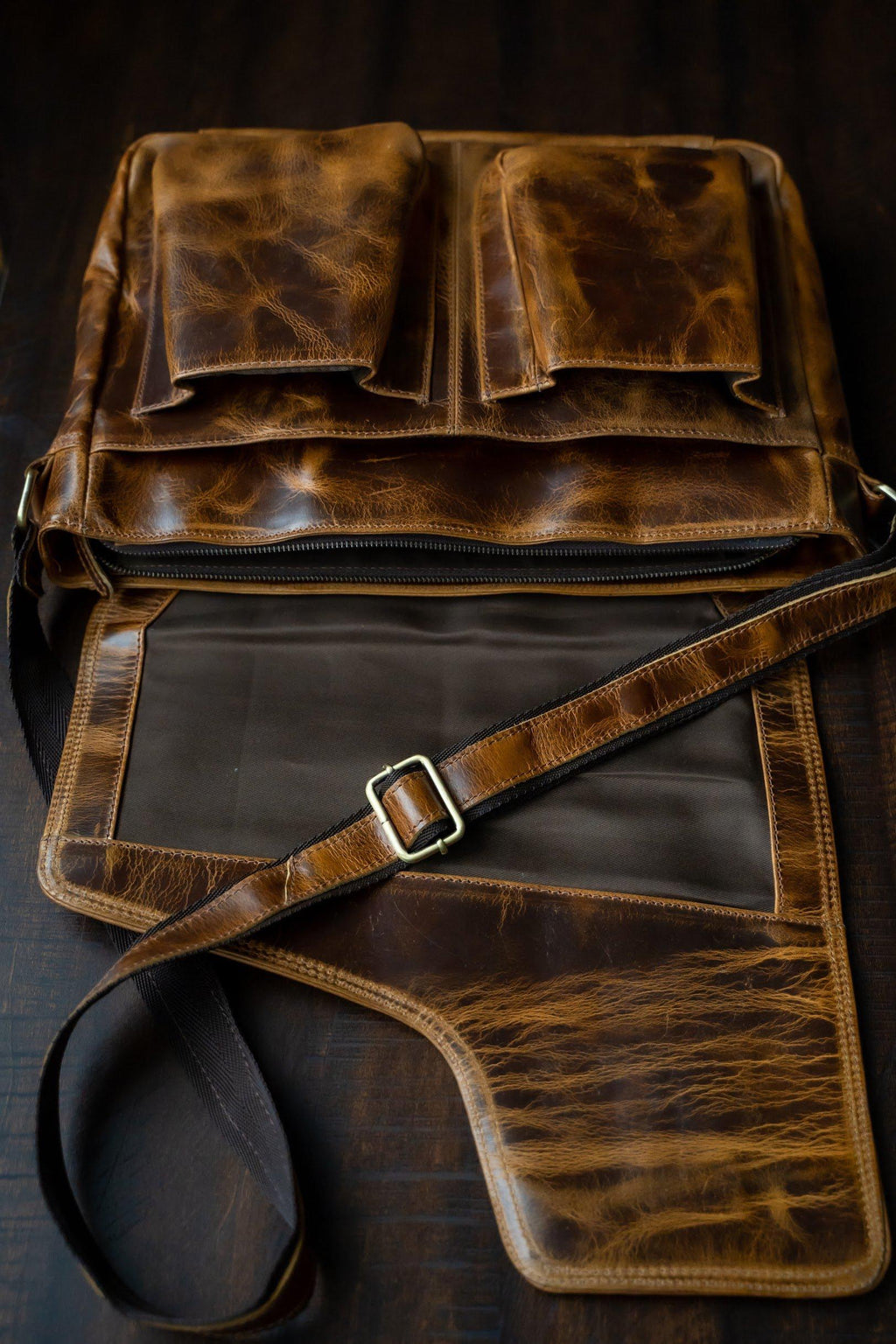Buffalo Leather Messenger Kodiak Leather