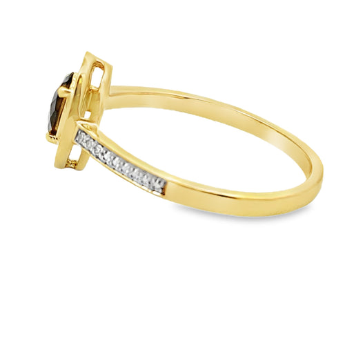 .42ct Quartz Diamond Ring 10KT Yellow Gold Bids.com