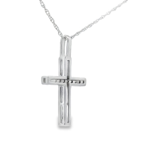 .07ct Diamond Cross Religious Pendant 10KT White Gold Bids.com