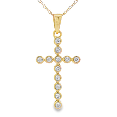 .12ct Diamond Cross Religious Pendant 14KT Yellow Gold Bids.com