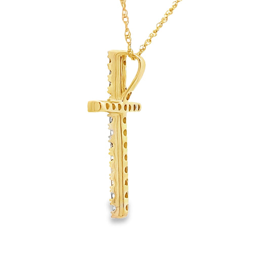 .19ct Diamond Cross Religious Pendant 14KT Yellow Gold Bids.com