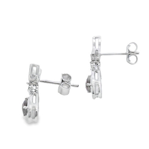 .47ct Quartz Diamond Dangle Earrings 10KT White Gold Bids.com