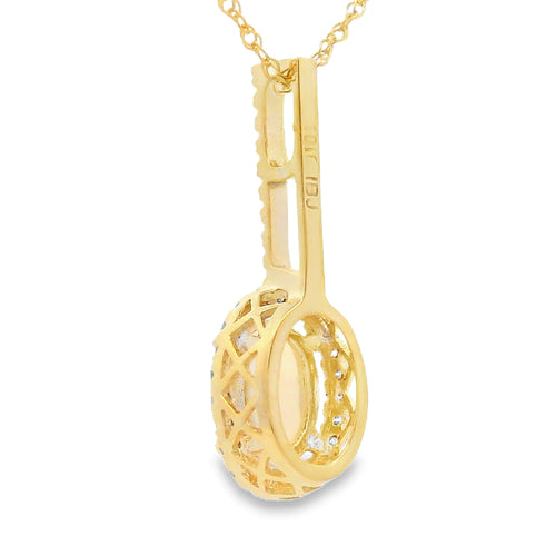 .10ct Opal Diamond Fashion Pendants 10KT Yellow Gold Bids.com