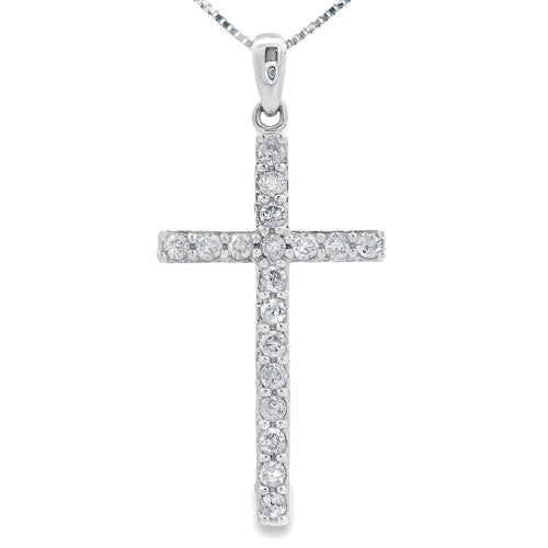 .25ct Diamond Cross Religious Pendant 14KT White Gold Bids.com