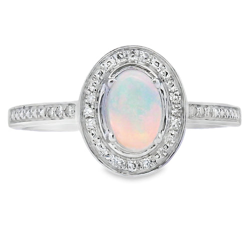 .36ct Opal Diamond Ring 10KT White Gold Bids.com