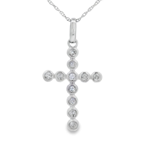 .20ct Diamond Cross Religious Pendant 14KT White Gold Bids.com