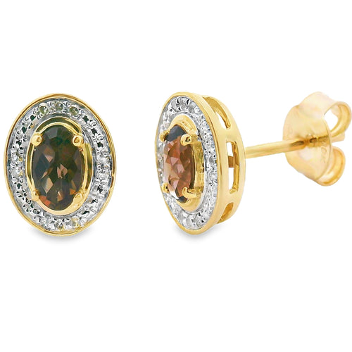 .45ct Quartz Diamond Earrings 10KT Yellow Gold Bids.com