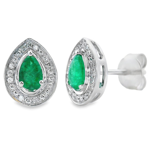 .45ct Emerald Diamond Stud Earrings 10KT White Gold Bids.com