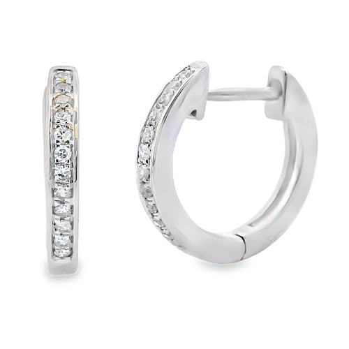 .08ct Diamond Hoop Earrings 10KT White Gold Bids.com