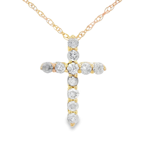 .19ct Diamond Cross Religious Pendant 14KT Yellow Gold Bids.com