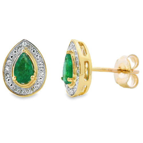 .45ct Emerald Diamond Stud Earrings 10KT Yellow Gold Bids.com