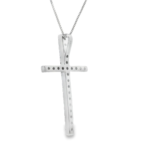 .38ct Diamond Cross Religious Pendant 14KT White Gold Bids.com