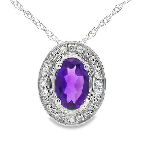 .49ct Amethyst Diamond Fashion Pendants 10KT White Gold Bids.com