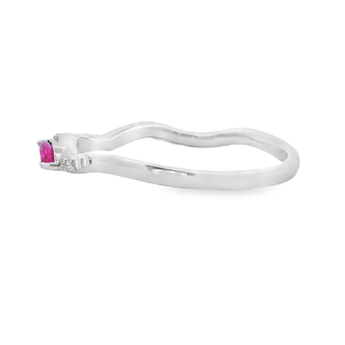 .21ct Ruby Diamond stackable band set 14KT White Gold Bids.com