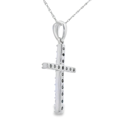 .30ct Diamond Cross Religious Pendant 14KT White Gold Bids.com