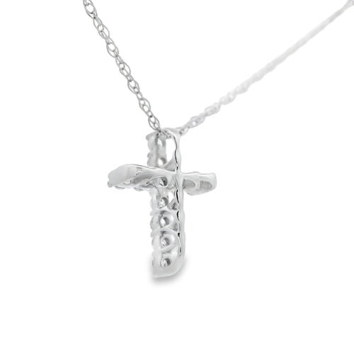 .12ct Diamond Cross Religious Pendant 10KT White Gold Bids.com