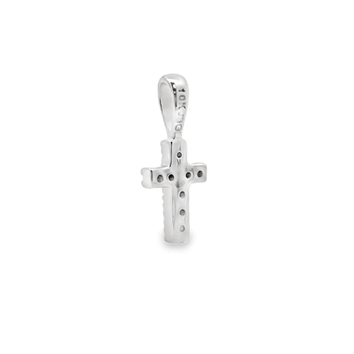 .03ct Diamond Cross Religious Pendant 10KT White Gold Bids.com