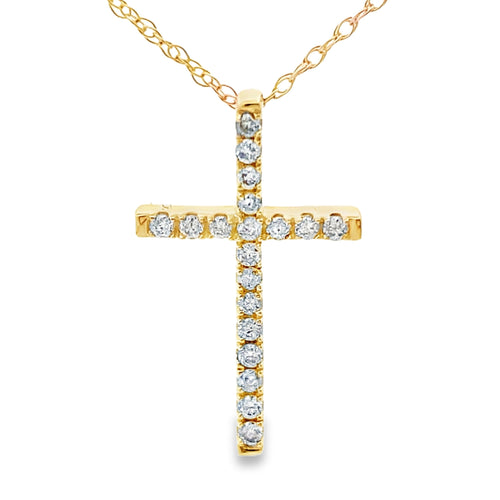 .13ct Diamond Cross Religious Pendant 14KT Yellow Gold Bids.com