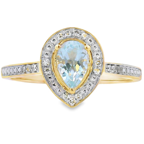 .39ct Aquamarine Diamond Ring 10KT Yellow Gold Bids.com