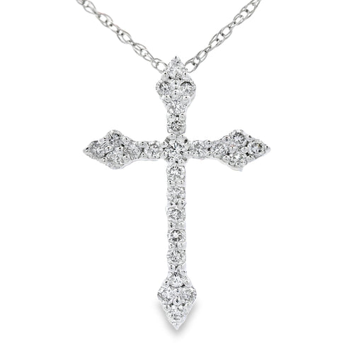.16ct Diamond Cross Religious Pendant 14KT White Gold Bids.com