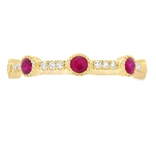 .46ct Ruby Diamond stackable band set 14KT Yellow Gold Bids.com
