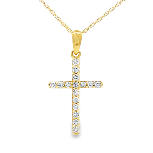 .19ct Diamond Cross Religious Pendant 14KT Yellow Gold Bids.com