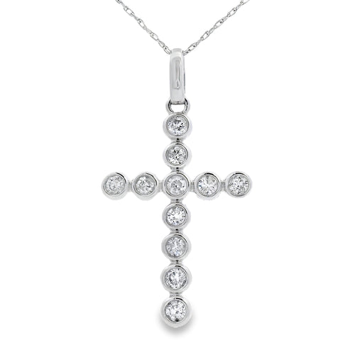 .50ct Diamond Cross Religious Pendant 14KT White Gold Bids.com