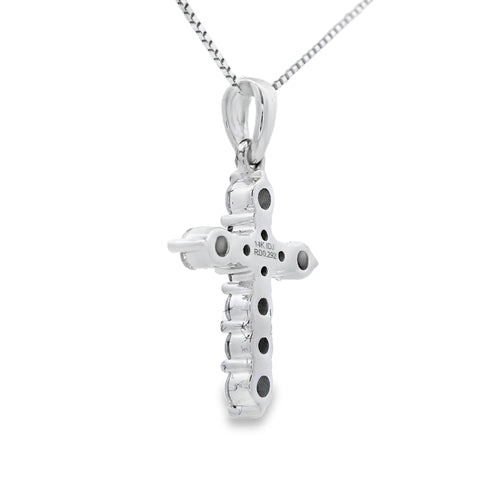 .30ct Diamond Cross Religious Pendant 14KT White Gold Bids.com