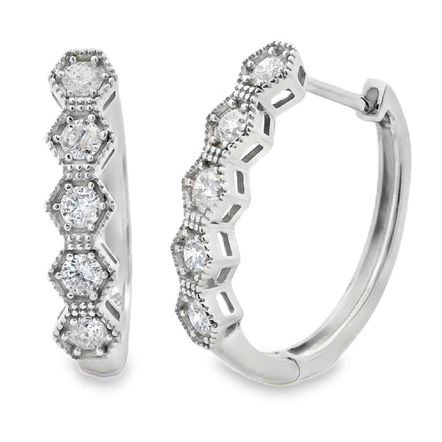.50ct Diamond Hoop Earrings 14KT White Gold Bids.com