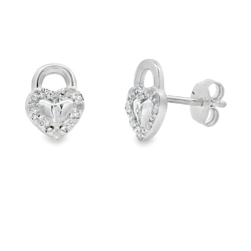 .06ct Diamond Heart Earrings Sterling Silver Bids.com