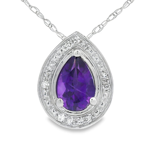 .37ct Amethyst Diamond Fashion Pendants 10KT White Gold Bids.com