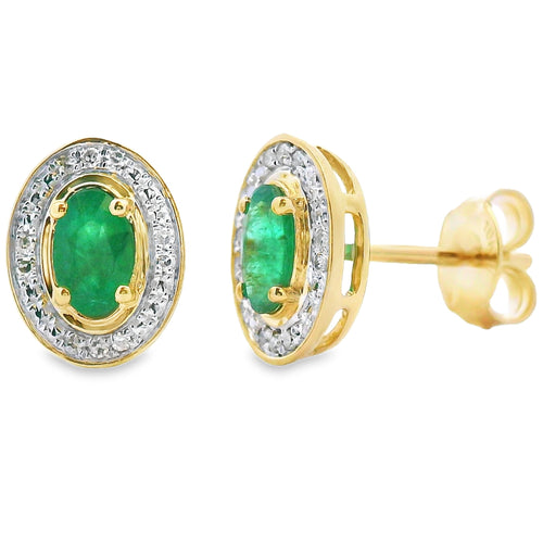 .38ct Emerald Diamond Earrings 10KT Yellow Gold Bids.com