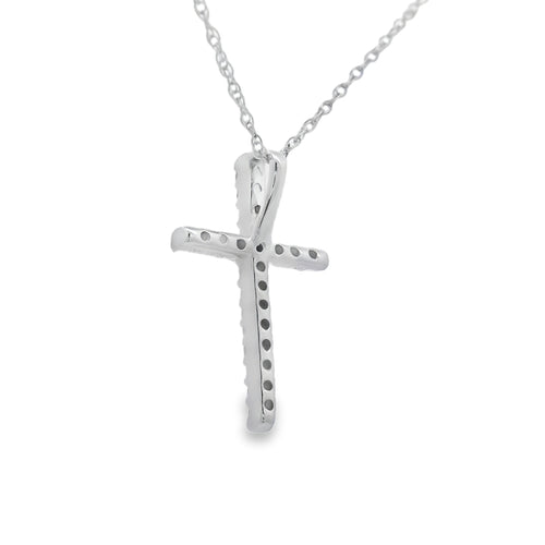 .10ct Diamond Cross Religious Pendant 14KT White Gold Bids.com