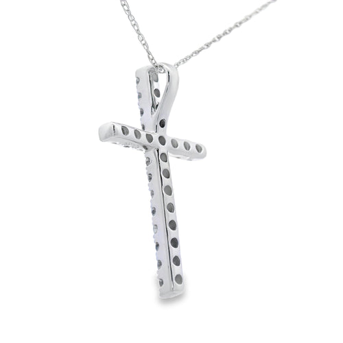 .33ct Diamond Cross Religious Pendant 14KT White Gold Bids.com