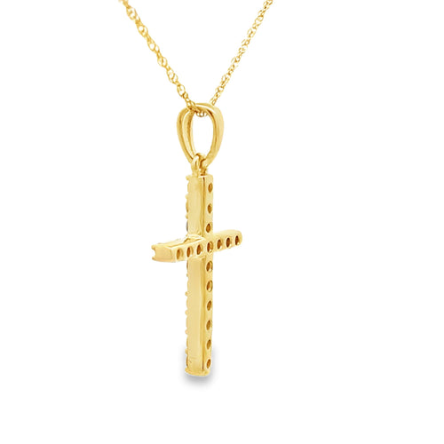 .19ct Diamond Cross Religious Pendant 14KT Yellow Gold Bids.com