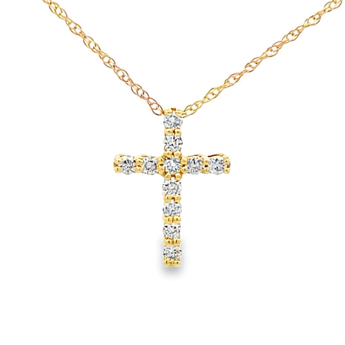 .15ct Diamond Cross Religious Pendant 14KT Yellow Gold Bids.com