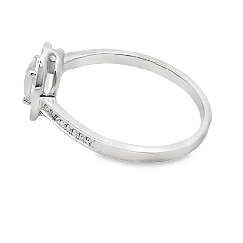 .44ct Rose Quartz Diamond Ring 10KT White Gold Bids.com