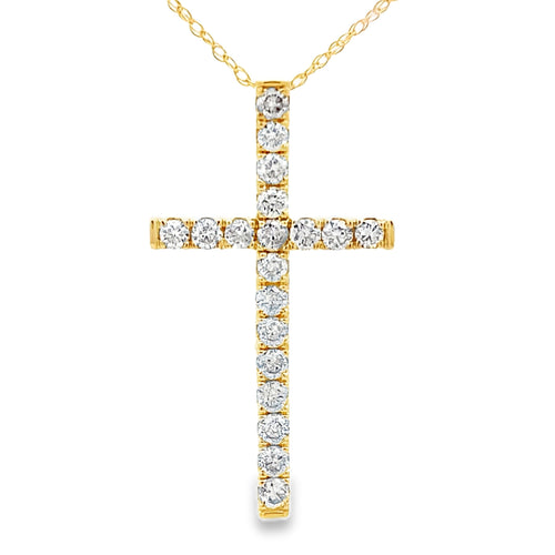 .50ct Diamond Cross Religious Pendant 14KT Yellow Gold Bids.com