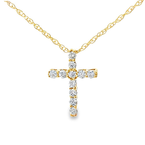 .12ct Diamond Cross Religious Pendant 10KT Yellow Gold Bids.com