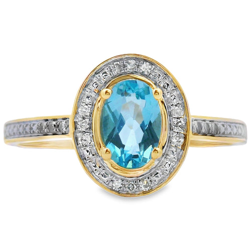 .49ct Blue Topaz Diamond Ring 10KT Yellow Gold Bids.com