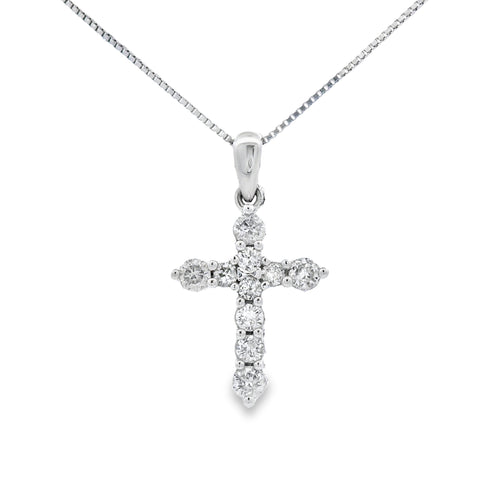 .30ct Diamond Cross Religious Pendant 14KT White Gold Bids.com