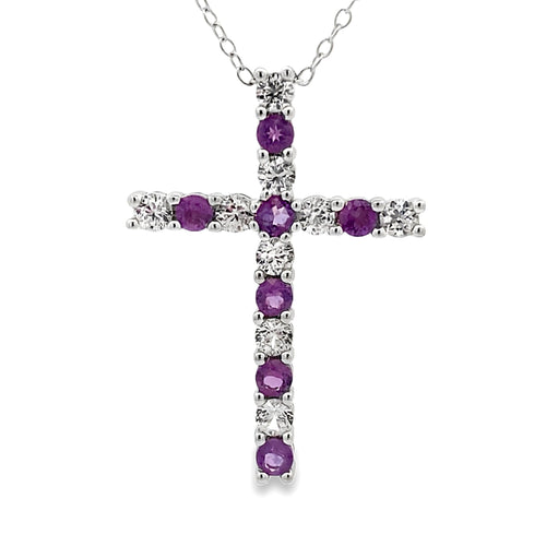 .50ct Amethyst Cross Religious Pendant Sterling Silver Bids.com