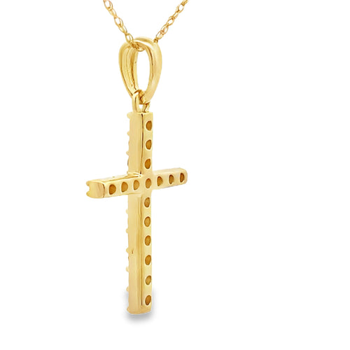 .30ct Diamond Cross Religious Pendant 14KT Yellow Gold Bids.com