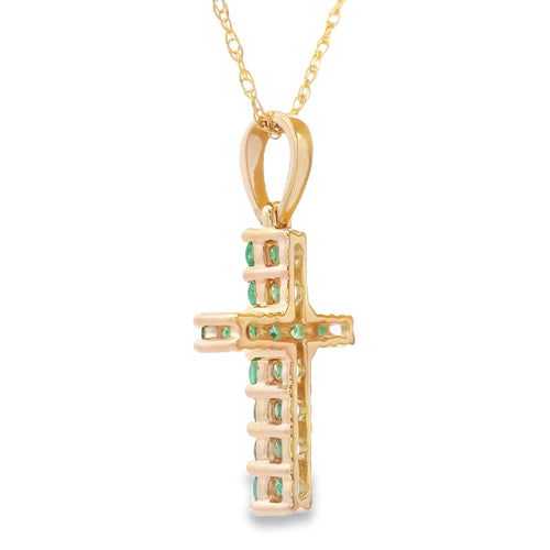 .20ct Emerald Cross Religious Pendant 14KT Yellow Gold Bids.com