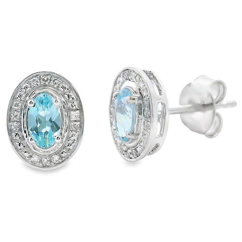 .46ct Aquamarine Diamond Earrings 10KT White Gold Bids.com